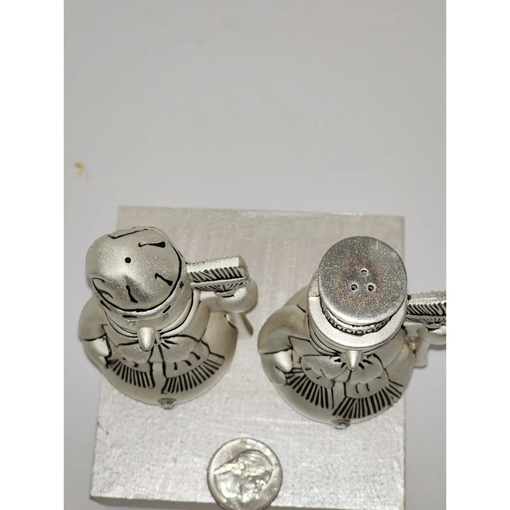 Vintage Godinger silver- plated Snowmen Salt and Pepper Shakers Christmas winter